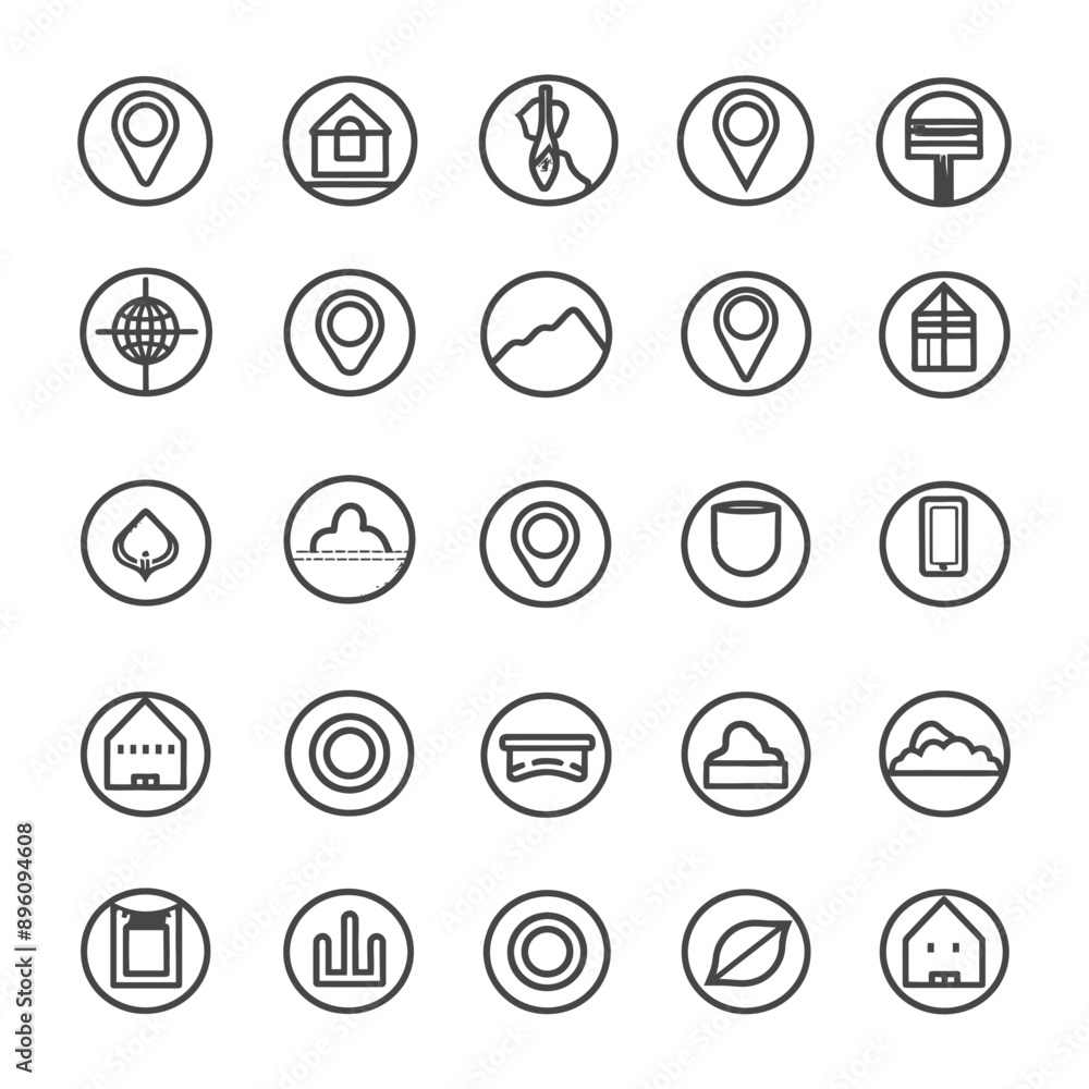 minimalist line art icon location collection set logo symbol minimalist line art icon location collection set logo symbol
