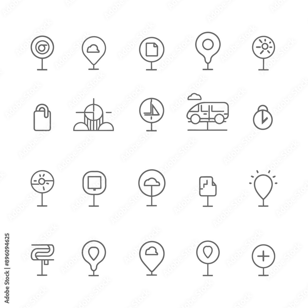 minimalist line art icon location collection set logo symbol minimalist line art icon location collection set logo symbol