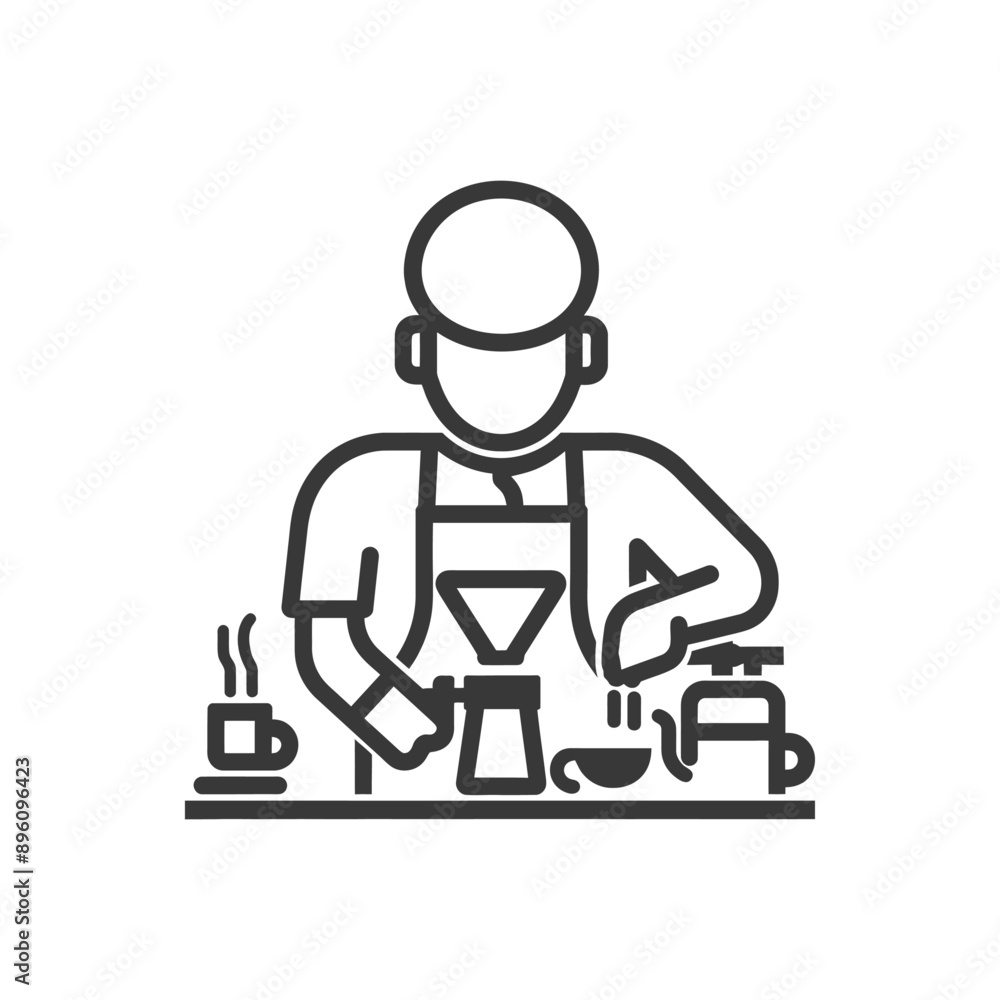 minimalist line art icon barista in action logo symbol minimalist line art icon barista in action logo symbol