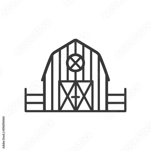 minimalist line art icon barn logo symbol