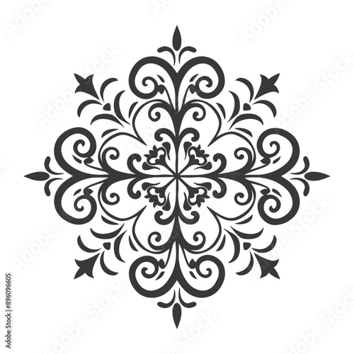 minimalist line art icon baroque ornament with filigree floral logo symbol