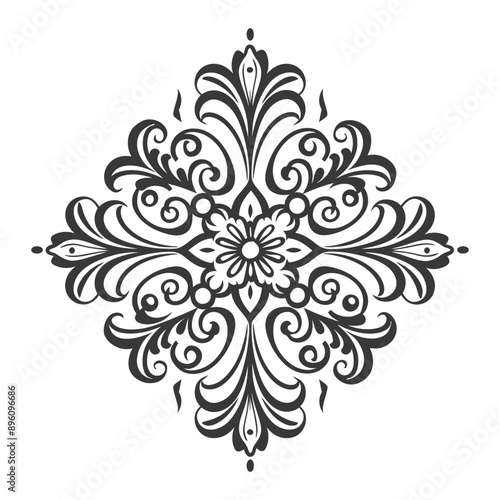minimalist line art icon baroque ornament with filigree floral logo symbol