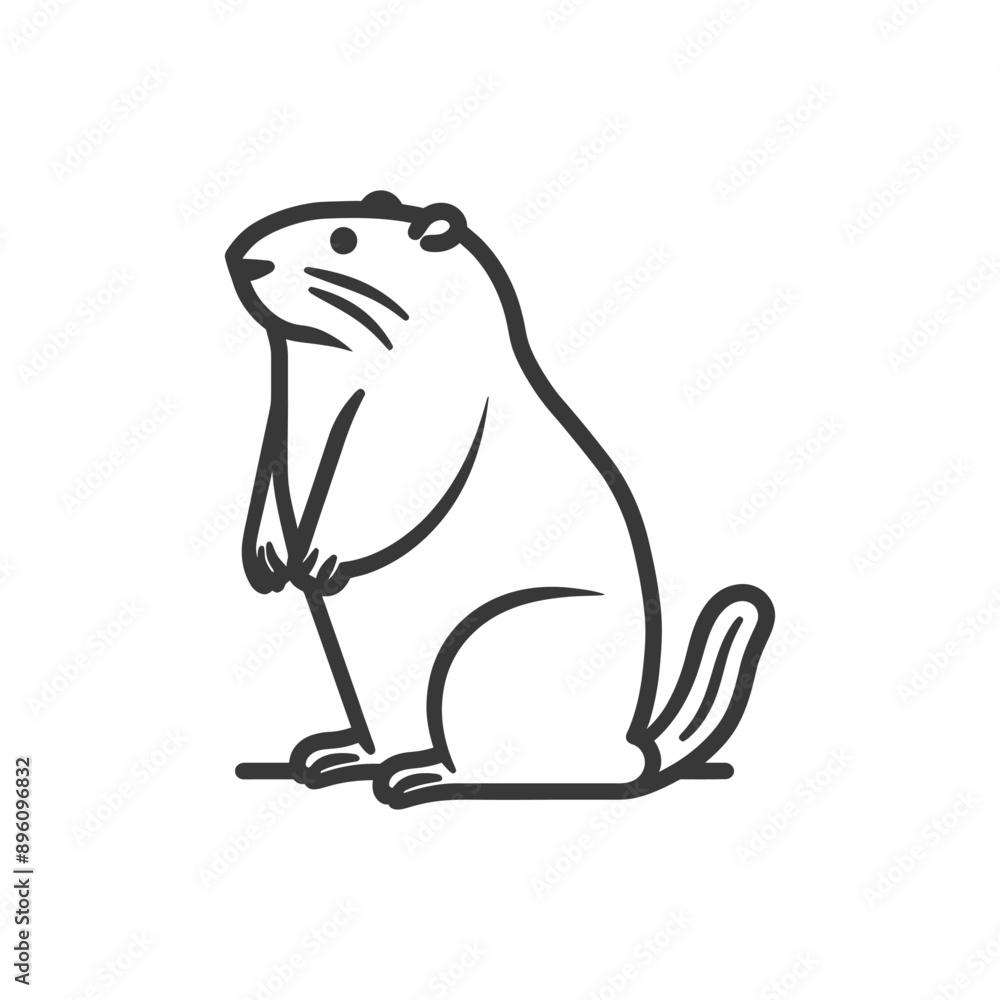 Obraz premium minimalist line art icon beaver animal logo symbol