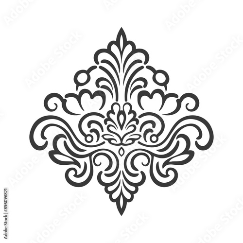minimalist line art icon baroque ornament with filigree floral logo symbol