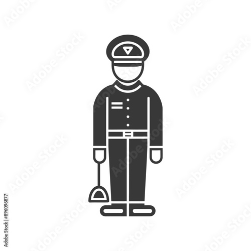 minimalist line art icon bellboy hotel in action logo symbol