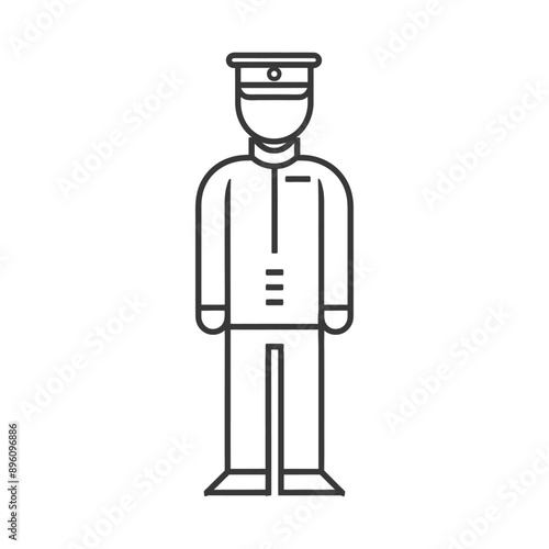 minimalist line art icon bellboy hotel in action logo symbol