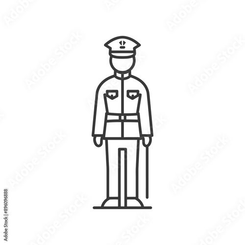 minimalist line art icon bellboy hotel in action logo symbol