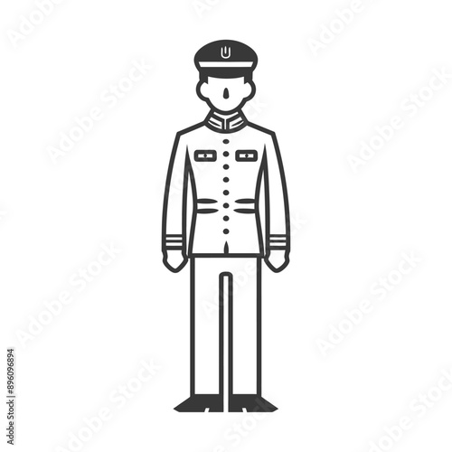 minimalist line art icon bellboy hotel in action logo symbol