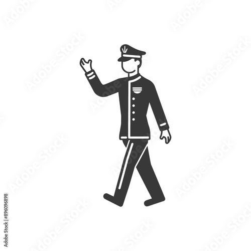 minimalist line art icon bellboy hotel in action logo symbol