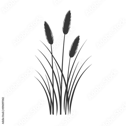 minimalist line art icon black water reed plant cattails leaf logo symbol