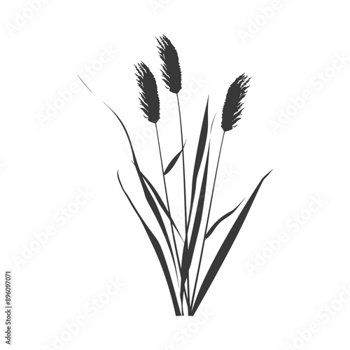 minimalist line art icon black water reed plant cattails leaf logo symbol
