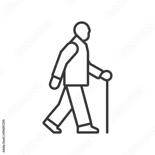 minimalist line art icon blind man walks with a cane logo symbol