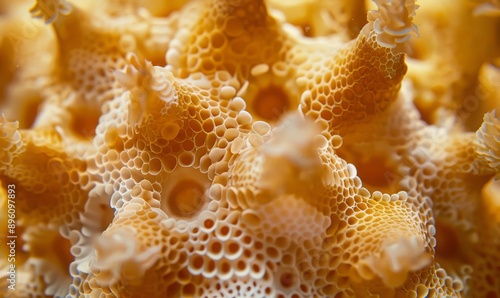 Extreme close-up of sea sponge spicules, capturing marine biomechanics and ecological diversity