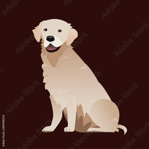 Creamy friendly dog golden labrador retriever sitting