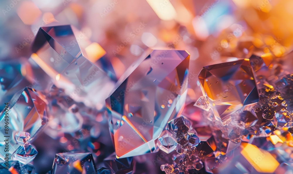 Macro photograph of crystal formations, capturing refracted light and geometric precision Macro photograph of crystal formations, capturing refracted light and geometric precision