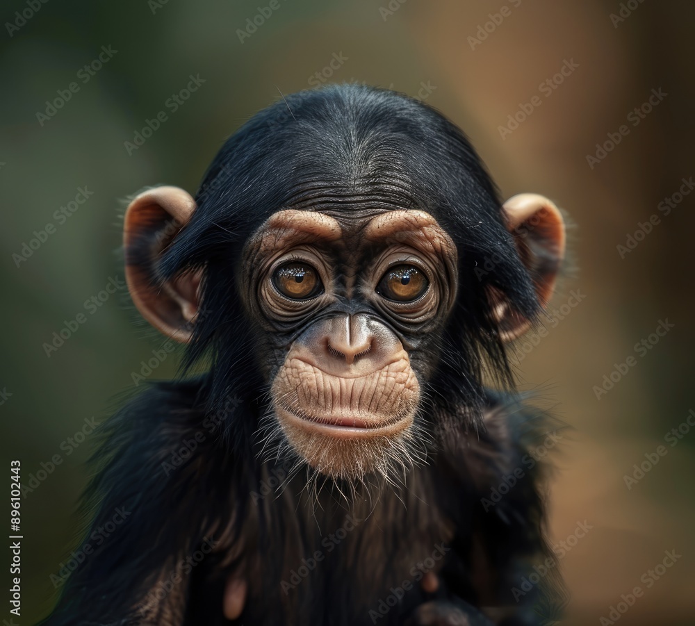 Close-up Portrait of a Curious Young Chimpanzee Close-up Portrait of a Curious Young Chimpanzee