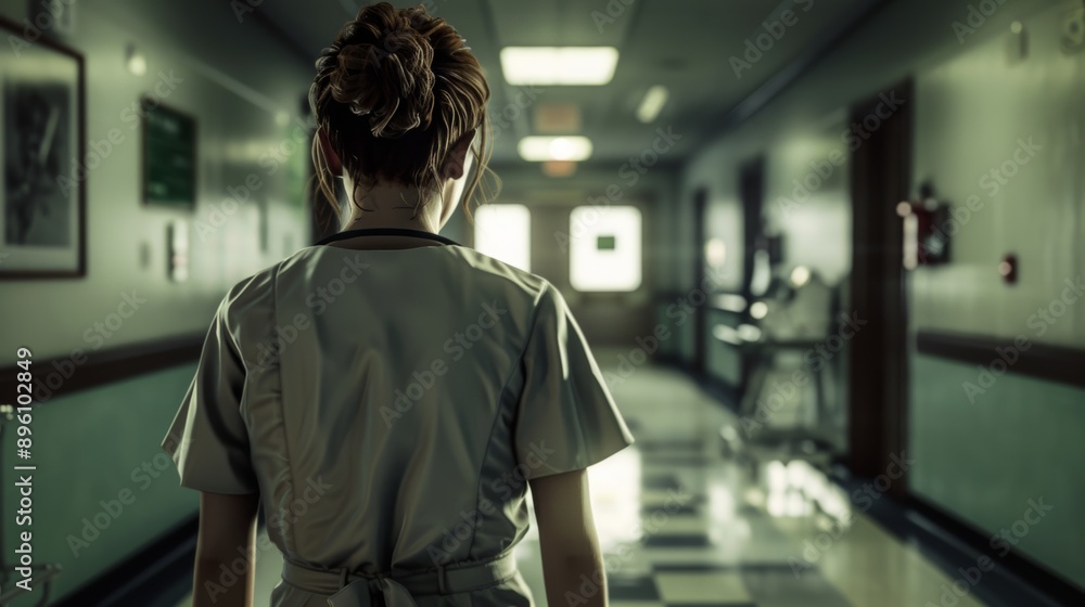 © Nattapol - A woman in a white uniform stands in a hospital hallway