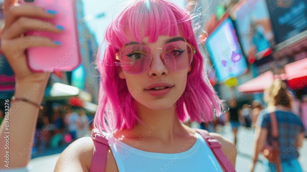 The girl with pink hair. The girl with pink hair.