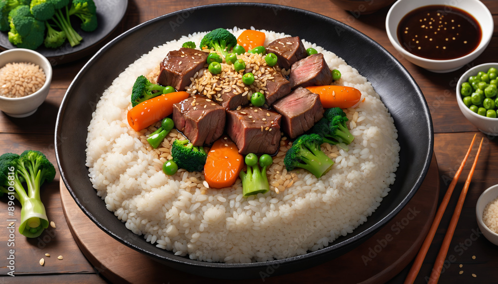Beef and broccoli bowl with rice Beef and broccoli bowl with rice