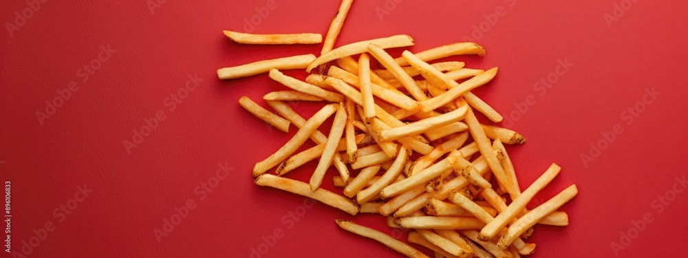 Pile of French Fries on Red Background Pile of French Fries on Red Background