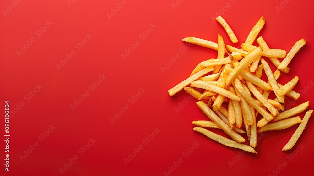 Pile of French Fries on Red Background Pile of French Fries on Red Background