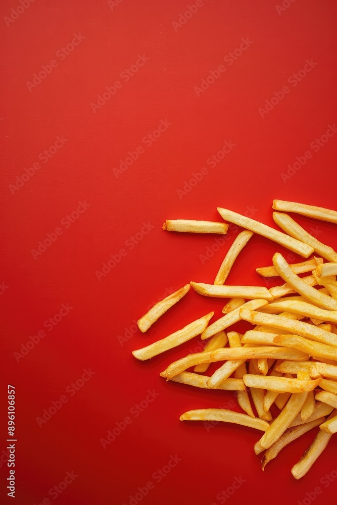 Pile of French Fries on Red Background Pile of French Fries on Red Background