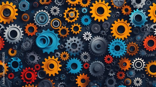 Wallpaper Mural Abstract pattern of colorful gears on a dark background. Torontodigital.ca