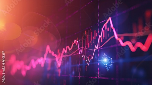 A stock market chart with a rising trendline and a dividend symbol next to it, indicating increasing dividend payments photo