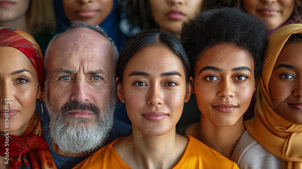 Diverse group portrait. Showcasing a variety of individuals representing different ages, ethnic backgrounds, and cultural identities. Ideal for promoting diversity and inclusion in corporate contexts Diverse group portrait. Showcasing a variety of individuals representing different ages, ethnic backgrounds, and cultural identities. Ideal for promoting diversity and inclusion in corporate contexts