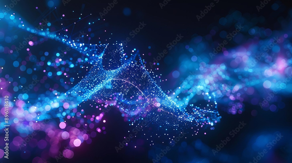 Big data and cybersecurity Stream of light and particles in vibrant blue and purple hues Big data and cybersecurity Stream of light and particles in vibrant blue and purple hues