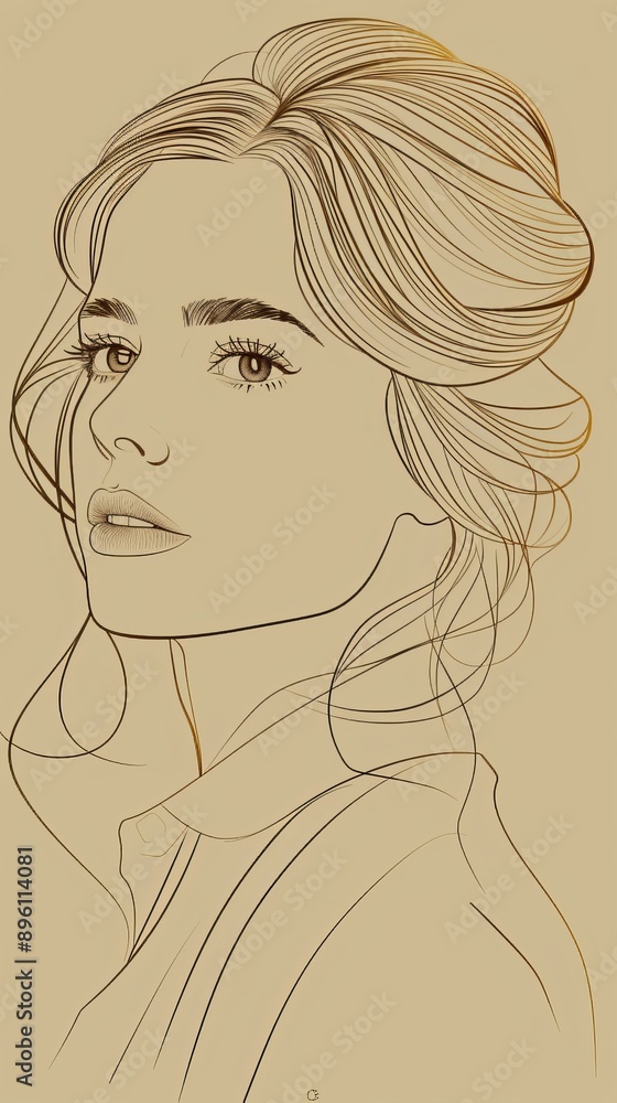 Minimalist Feminine Portrait with Flowing Hair and Shoulder Detail Minimalist Feminine Portrait with Flowing Hair and Shoulder Detail