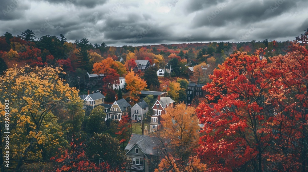 Naklejka premium house in autumn forest