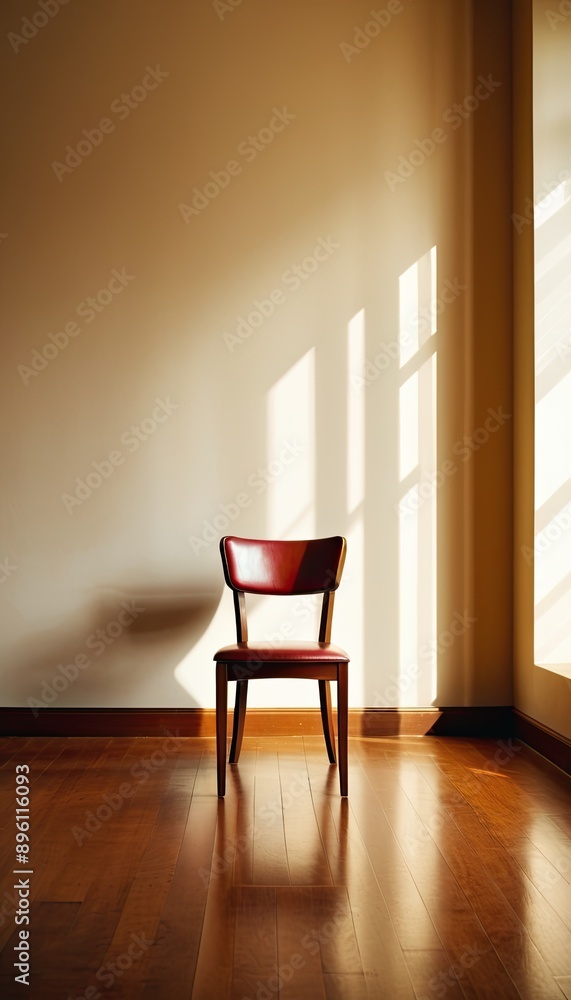 Fototapeta premium A Red Chair in a Sunny Room