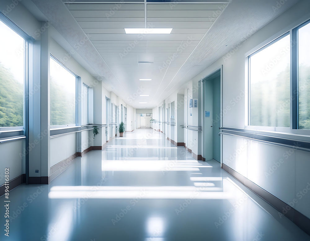 Hospital Corridor Background- A blurred image of a hospital corridor, with clean white wall_1(172) Hospital Corridor Background- A blurred image of a hospital corridor, with clean white wall_1(172)