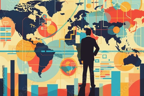 Investment strategist analyzing macroeconomic trends and geopolitical risks advising clients on asset allocation strategies