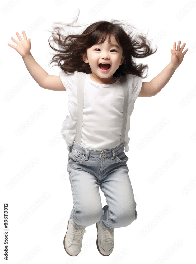 PNG Japanese little girl shouting portrait jumping. PNG Japanese little girl shouting portrait jumping.