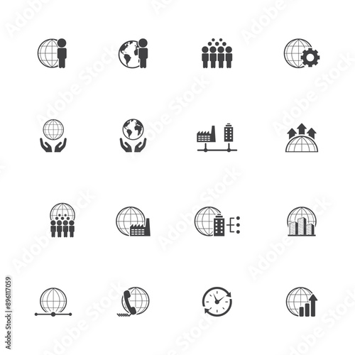 Universal business management and human resources icon set. Universal icons for web and mobile. Vector.	