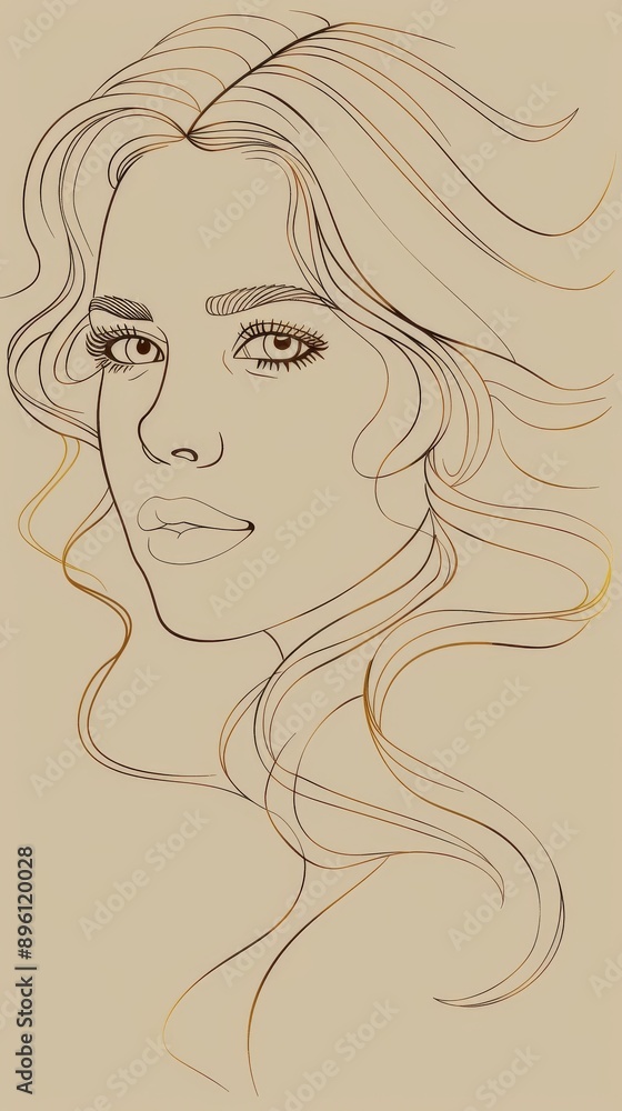Elegant Feminine Line Art Portrait of Woman s Captivating Silhouette Elegant Feminine Line Art Portrait of Woman s Captivating Silhouette