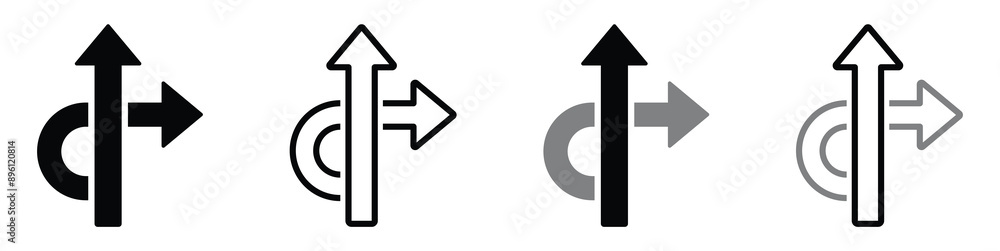 Choice vector icons set. Alternate Route line and filled flat Symbols set Choice vector icons set. Alternate Route line and filled flat Symbols set