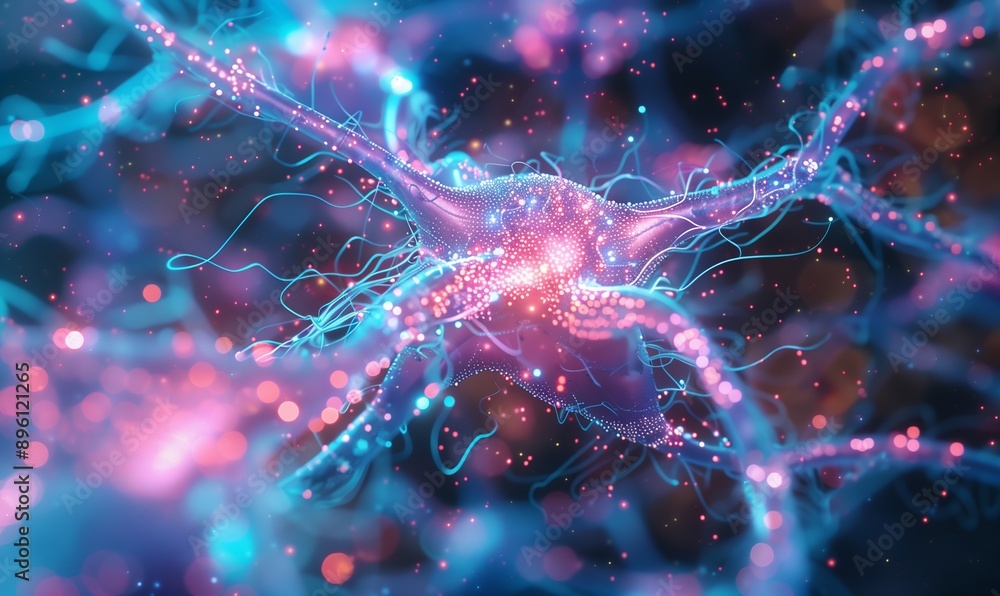 Un virus futuristico intrecciato con una rete neurale di batteri illuminati, rappresenta l'integrazione dell'intelligenza artificiale nella bioinformatica. Colori vibranti e dettagli complessi. Un virus futuristico intrecciato con una rete neurale di batteri illuminati, rappresenta l'integrazione dell'intelligenza artificiale nella bioinformatica. Colori vibranti e dettagli complessi.