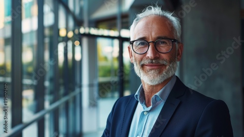 Wallpaper Mural senior man in a suit and glasses looking at the camera in an office Torontodigital.ca