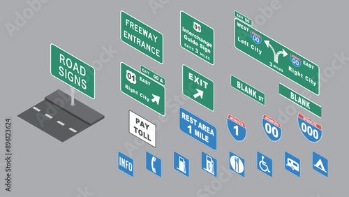isometric road signs