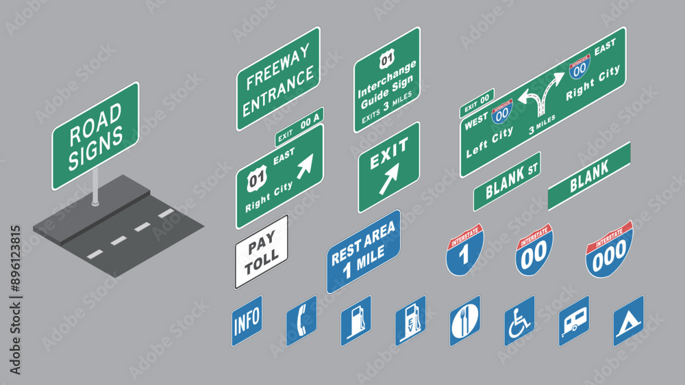 isometric road signs isometric road signs