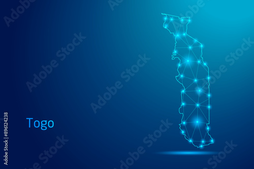 Togo map - concept of communication technology, graphic of low poly.