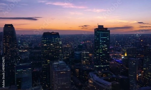 Wallpaper Mural Vibrant cityscape at twilight. 4K Video hyperrealistic Torontodigital.ca