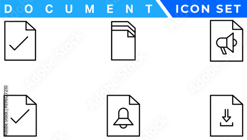 Document line icon set. Documents symbol collection. Different documents icons vector illustration