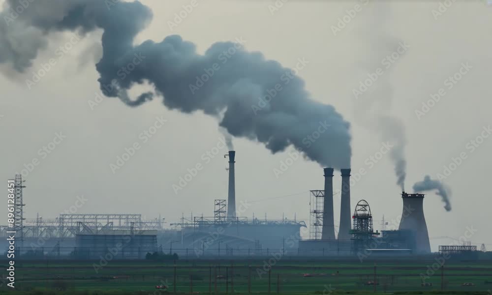Industrial fumes rising from a factory. 4K Video hyperrealistic Industrial fumes rising from a factory. 4K Video hyperrealistic