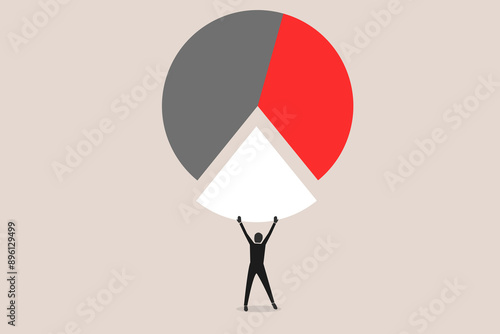 Businessman bring arrange pie chart as rebalancing investment portfolio to suitable for risk and return. concept of Investment asset allocation and rebalance