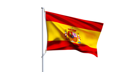 Waving flag of spain isolated on transparent background.