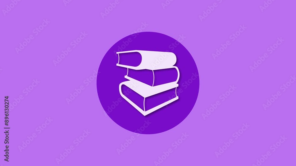 Books icon purple color simple shape circle animation